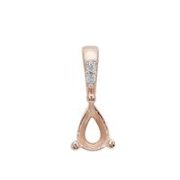 Rose Gold Plated 925 Sterling Silver Pear Pendant Mount (To fit 6x4mm gemstones) Inc. 0.03cts White Zircon Brilliant Cut Round 1.25mm - 2pcs
