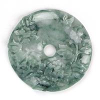 60cts Type A Green Jadeite Carved Donut Appox. 26mm, 1pc