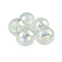 AB Plated Plain Clear Hollow Glass Bead, 16mm (5pcs) 