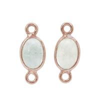 Rose Gold Plated 925 Sterling Silver Oval Aquamarine Connector Approx 6x4mm (Pack of 2)