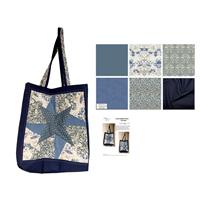 Suzie Duncan's Crazier Eights Flower William Morris Navy Tote Bag Kit: Instructions, Fabric (1m) & FQ's (5pcs)