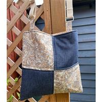 Cream Paisley & Dark Blue Denim Camden Bag By Debbie Harris Designs Kit: Instructions, FQ (2pcs) & Fabric (0.5m)