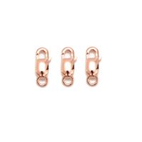 925 Rose Gold Plated Sterling Silver Lobster Claw Clasps Approx 9mm (3pcs)