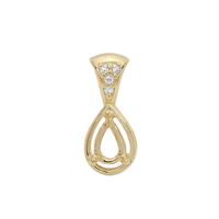 Gold Plated 925 Sterling Silver Pear Pendant Mount (To fit 6x4mm gemstone) Inc. 0.05cts White Zircon Brilliant Cut Round 1.20mm - 1pcs