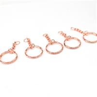 Rose Gold Colour Base Metal Key Rings, Approx 25mm (5pk)
