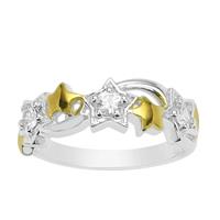 0.45cts Dazzling Stars Eternity Sterling Two Tone Silver Ring With White Topaz