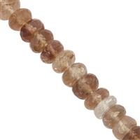 98cts Imperial Topaz Graduated Faceted Rondelle Approx 6x2.5 to 8x4.5mm, 19cm Strand