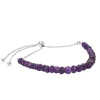 15cts Amethyst faceted Roundels Approx 4 to 5mm with 925 Sterling Silver Slider Bracelet (Length 10inc)
