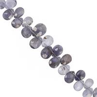 35cts Iolite Top Side Drill Graduated Faceted Pear Approx 5.5x4 to 8.5x6.5mm, 19cm Strand