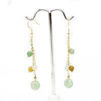 14ct Multi-Colour Type A Jadeite Gold Tone Sterling Silver Earrings