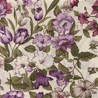 Country Floral Lilac Flowers on Cream Fabric 0.5m Exclusive