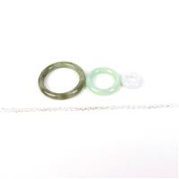 Nesting Rings - Dark Green Jade, Light Green Jade, White Jade Set with Cable Cut Chain