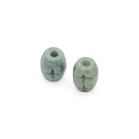 Type A 15cts Dark Green Jadeite Carved Rice Beads Approx 9x11mm, 2pcs