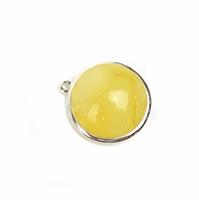 Baltic Off-White Amber Sterling Silver Pendant Approx 23x21mm