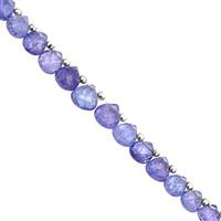 15cts Tanzanite Top Side Drill Faceted Heart Approx 5x4.5 to 7x8mm, 10cm Strand with Spacers