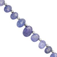 42cts Tanzanite Graduated Smooth Oval Corner Drill Approx 5x6 to 10x7mm, 20cm Strand With Spacers