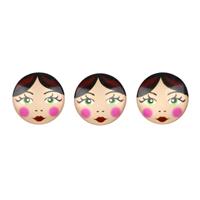 Brunette Russian Doll Face Glass Cabochons,Approx 25mm (3pk)