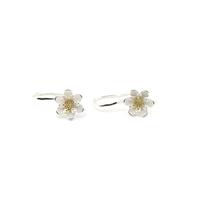 925 Sterling Silver Flower Earrings With Gold Plating & Loop, 1 Pair