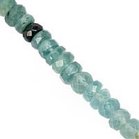 42cts Grandidierite Graduated Faceted Rondelles Approx 3x1.5 to 4.5x2.5mm, 34cm Strand