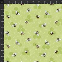Henry Glass Bee You Bees Green Fabric 0.5m
