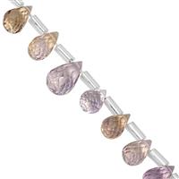28cts Ametrine Top Side Drill Faceted Drop Approx 6x4 to 8.5x5mm, 20cm Strand with Spacers