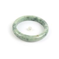 Pearlation; Type A Burmese Jadeite Plain Bangle with South Sea Cultured Pearl Half Drilled Drop 
