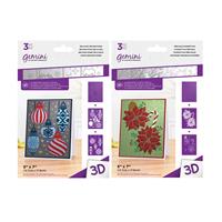 Gemini Christmas 3D Embossing Folder and Stencil 6PC Mini Collection - Decorations & Ponsettias