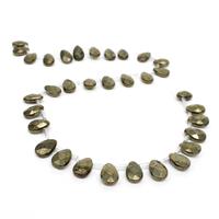 180cts Pyrite Faceted Top-Drilled Puffy Pears,  Approx 12x8mm, 33pcs/strand