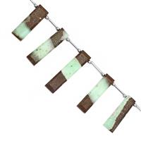 115cts Bio Chrysoprase Faceted Slice bars Approx 25x6 to 41x8mm,16cm Strand With Spacers