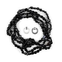 Monochrome; Clear and Black  CZ Donuts, Silver Plated Approx 20mm, 440cts Black Agate