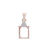 Rose Gold Plated 925 Sterling Silver Octagon Pendant Mount (To fit 12x10mm gemstones) Inc. 0.07cts White Zircon Brilliant Cut Round 1.30mm - 1Pcs