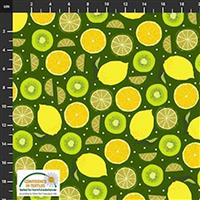 Peach On Earth Leaf, Lemon, Fruits, Kiwi, Limette Fabric 0.5m