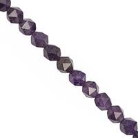95cts Amethyst Faceted Star Cut Approx 7 to 7.50mm, 28cm Strand