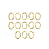 Gold Colour Plated Copper Textured Oval Jump Rings, ID 5x3mm OD 7x5mm (100pcs)