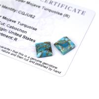 6.5cts Copper Mojave Turquoise 10x10mm Square Pack of 2 (R)