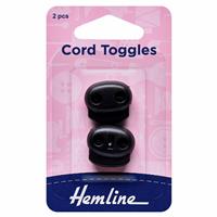 Black Cord Toggles 6mm 2 Pieces