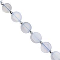 50cts Blue Chalcedony Smooth Coin Approx 7 to 11mm, 16cm Strand With Spacers