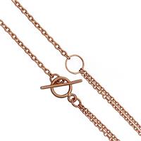 Rose Gold Plated 925 Sterling Silver 18"  Cable Chain Necklace With Toggle Clasp
