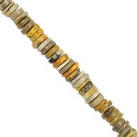 65cts Bumble Bee Jasper Smooth Wheels Approx 4x1 to 7x2mm, 20cm Strand