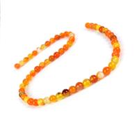 82cts Orange Banded Agate Plain Round Apprx 6mm, 36cm Strand
