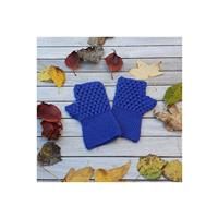 Woolly Chic Blue Puff Stitch Fingerless Mitts Crochet Kit
