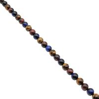 280cts Multi Colour Tiger Eyes Plain Rounds approx. 10mm, 38cm strand