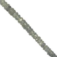 15cts Songea Green Sapphire Faceted Rondelle Approx 2x1 to 3.5x1.5mm, 20cm Strand