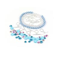 Bubble Pop! Blue and Clear Flower Beads, AB Coated Clear Quartz & Shell Pearl