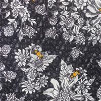 Show Me the Honey in Black Floral Honeycomb Fabric 0.5m