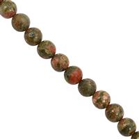 240cts Unakite Smooth Round Approx 10mm, 30cm Strand