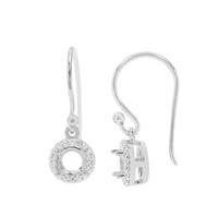 925 Sterling Silver Round Earrings Mount (To fit 5mm gemstone) Inc. 0.25cts White Zircon Brilliant Cut Round 1mm - 1 Pair