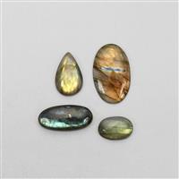 92crt Labradorite Plain Cabs Mixed Size & Shapes (Pack of 4 to 6pcs)
