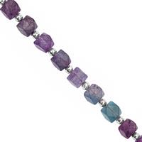 55cts Blue John Fluorite Faceted Cube Approx 4 to 6mm, 20cm Strand With Spacers