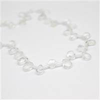 70cts Clear Quartz Faceted Top-drilled Drops Approx 9x6mm, 38cm strand